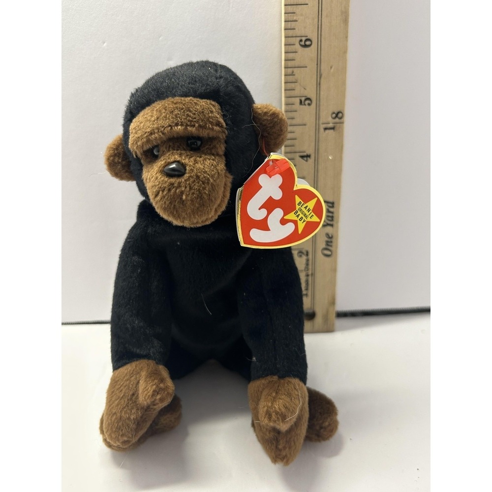 Vintage 1996 Ty Beanie Babies Congo Monkey Plush Stuffed Animal Toy Small Black